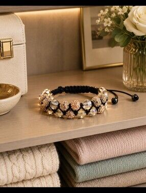 2/$30 Double Chballa Rose Gold Crystal Bracelet